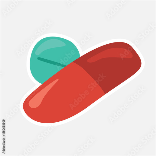 Red Capsule and Teal Pill Icon