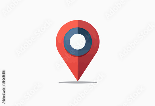 Free Download Stylized flat design map pin icon with a distinct white ring center and subtle shadow, symbolizing precise location, geographical data, and directional guidance for navigation apps.
 - GFXLoad