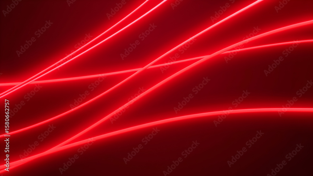Fototapeta premium Dark abstract background with red neon glowing lines. Bold neon red light trails on a dark surface, creating a striking and futuristic effect. Perfect for tech, digital design themes