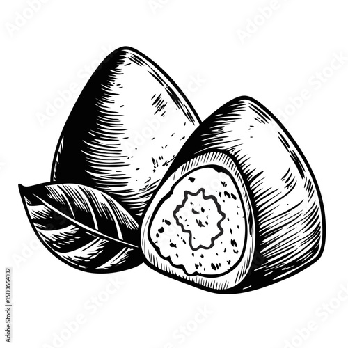 Arancini fried rice balls, delectable Italian snack filled with savory goodness and served with fresh basil leaf. These fried rice balls are crafted with attention to detail,