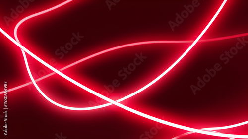 Dark abstract background with red neon glowing lines. Bold neon red light trails on a dark surface, creating a striking and futuristic effect. Perfect for tech, digital design themes