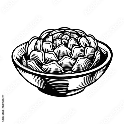 Marinated artichokes in a bowl ready to eat. Detailed marinated artichokes in a bowl are a delicious appetizer with many culinary uses.