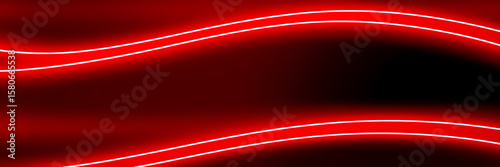 Dark abstract background with red neon glowing lines. Bold neon red light trails on a dark surface, creating a striking and futuristic effect. Perfect for tech, digital design themes