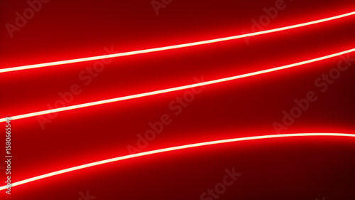 Dark abstract background with red neon glowing lines. Bold neon red light trails on a dark surface, creating a striking and futuristic effect. Perfect for tech, digital design themes