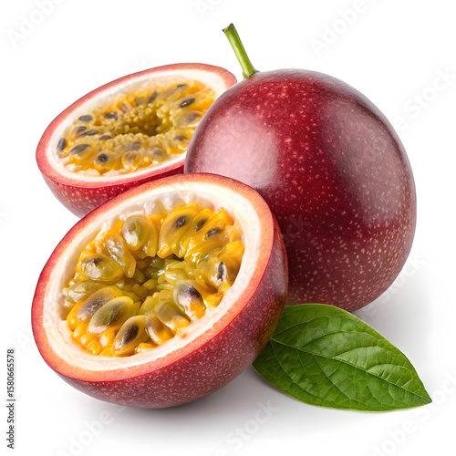 Panama Red Passion Fruit – Bold Red Tropical Fruit with Vibrant Flesh on White Background