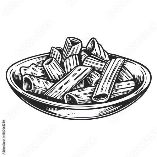 Penne pasta with tomato sauce served in bowl for traditional Italian dining. Penne pasta with tomato sauce creates appetizing view of dish with fresh ingredients and herbs for pasta lovers.