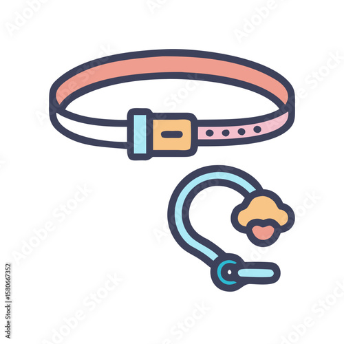 Stylish pet collar and leash set for dogs with a colorful design
