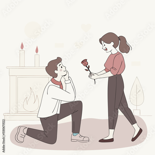 Boyfriend and girlfriend vector illustration free design download.