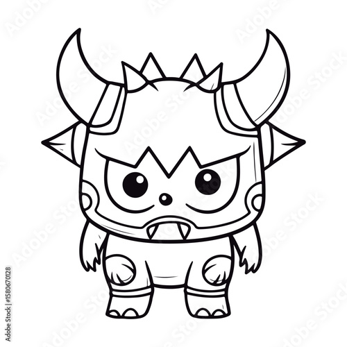 A black and white drawing of a Minotaur coloring page illustration.