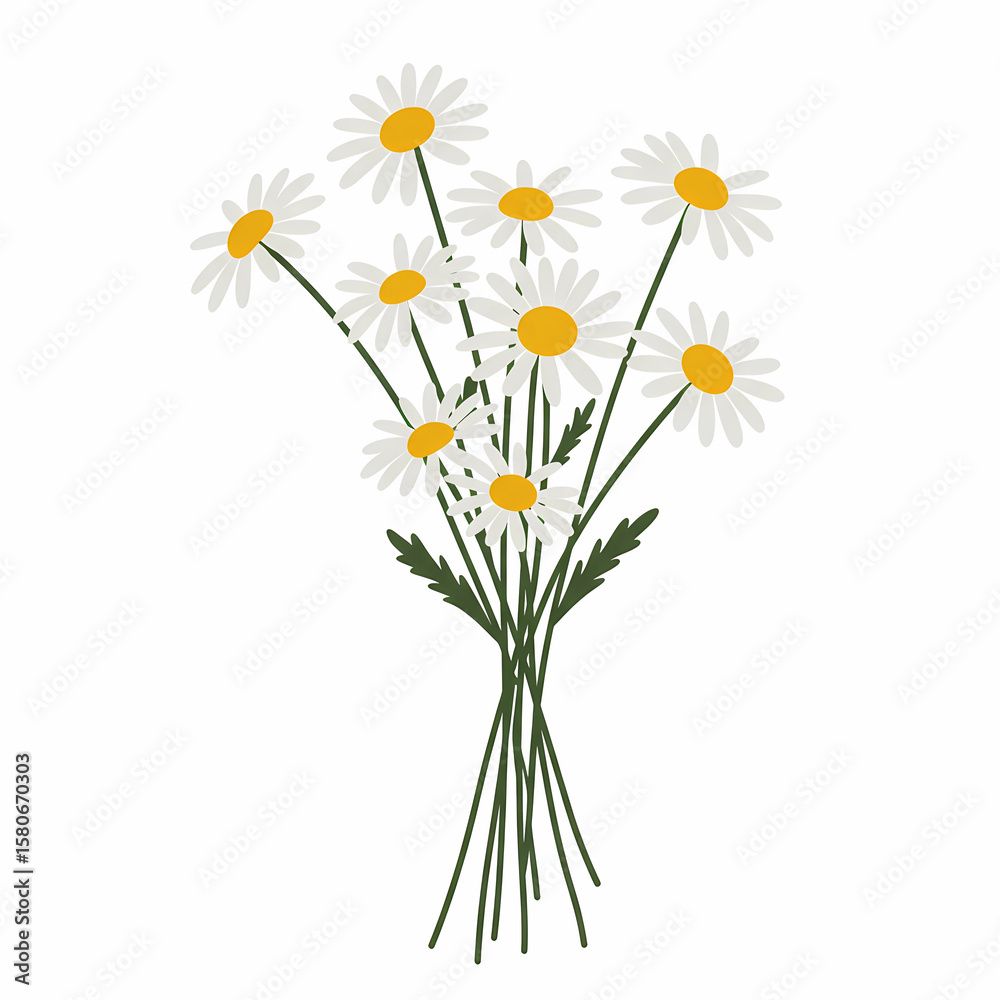 Fototapeta premium Simple illustration of a bouquet of white daisies