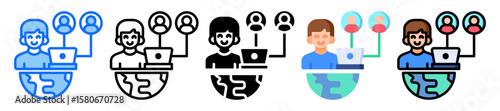 Outsourcing icon Multi Style Vector Illustration