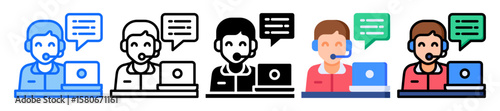 Customer Service icon Multi Style Vector Illustration