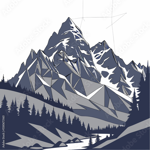winter landscape with mountains
