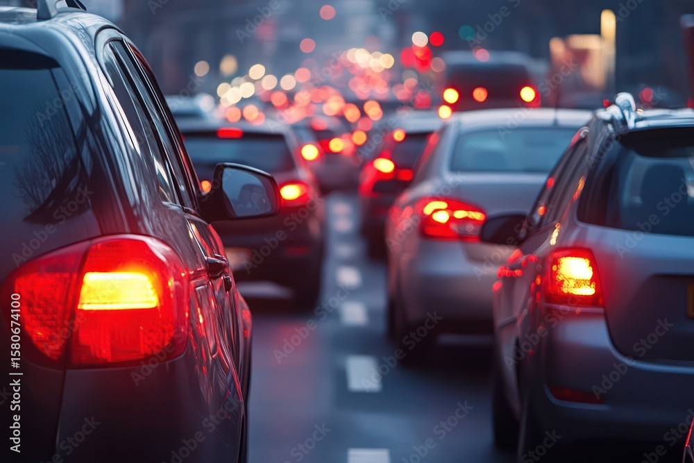 City Traffic Jam During Winter Rush Hour City Traffic Jam During Winter Rush Hour
