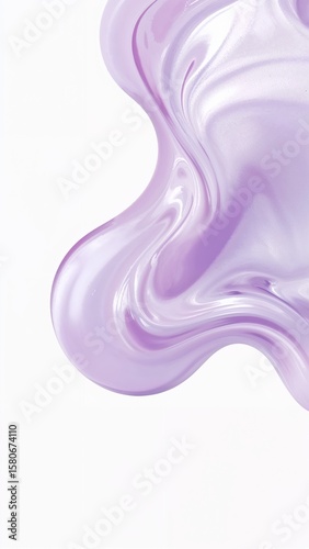 Gradient pastel lavender pastel cream liquid swirl fluid 3D abstract trendy curve shape on plain white background