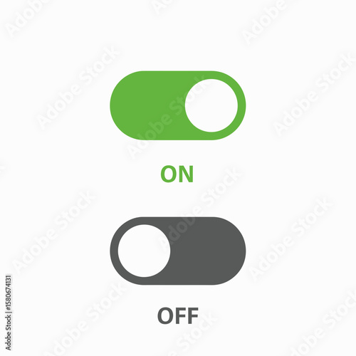 Toggle Switch Design On and Off Button Icons for User Interfaces
