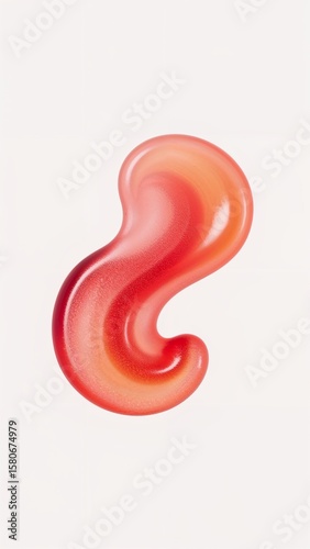Gradient red orange liquid swirl fluid 3D abstract trendy spiral shape on plain white background