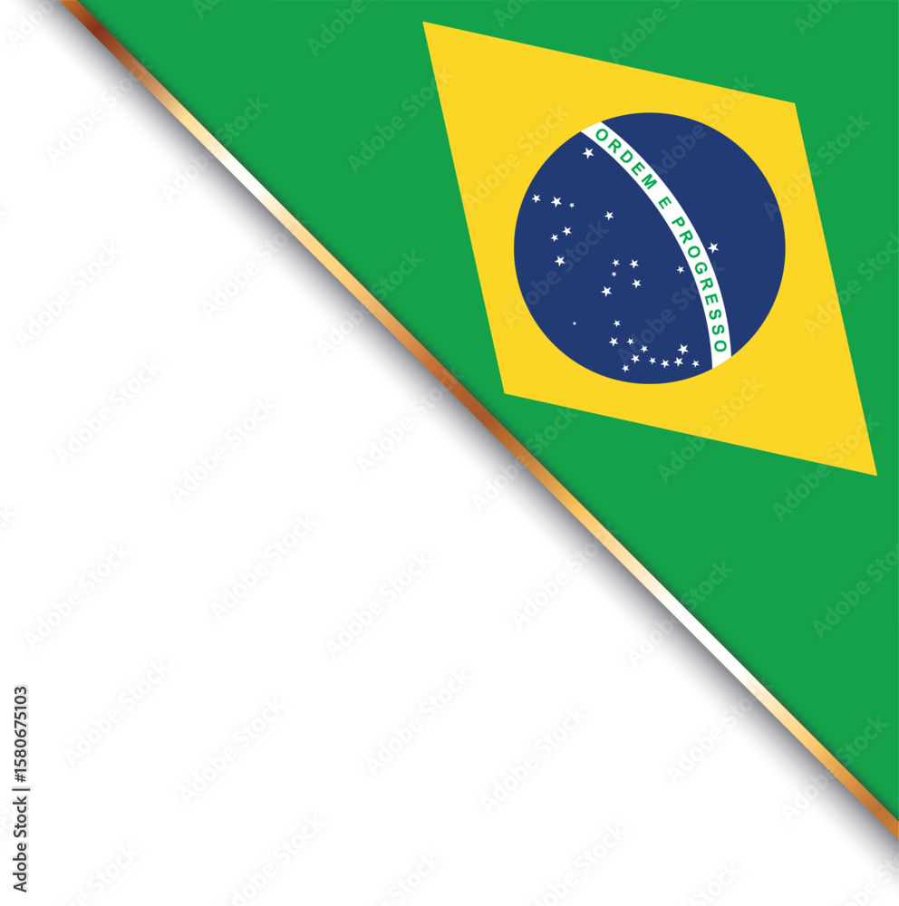 Obraz premium banner with flag of Brazil, corner banner with gold frame