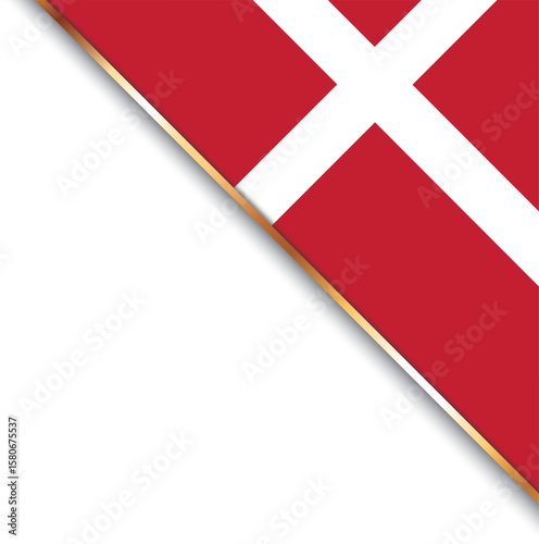 banner with flag of Denmark, corner banner with gold frame