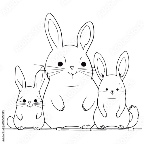 Cute Cartoon Chinchillas outlined for coloring book isolated on a white background.