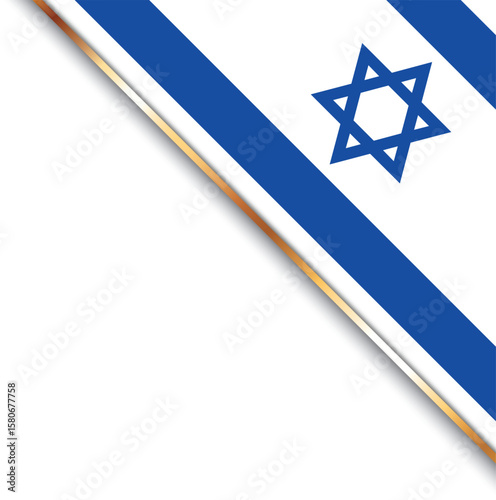 banner with flag of Israel, corner banner with gold frame