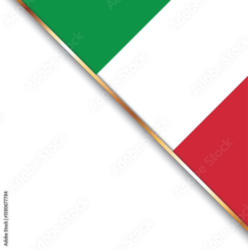 banner with flag of Italy, corner banner with gold frame