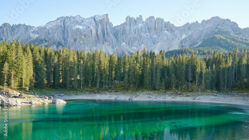 lago carezza in the dolomites