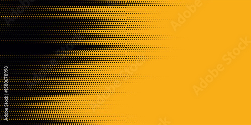 Black halftone pattern. Retro comic gradient background. Bright orange pixel dotted texture overlay. Cartoon pop art faded gradient pattern.vector background