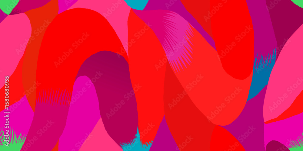 Fototapeta premium Dynamic abstract bold colors shapes pattern. Hand drawn unique contemporary print. Fashionable template for design.
