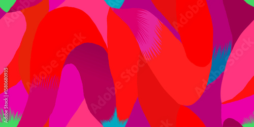 Dynamic abstract bold colors shapes pattern. Hand drawn unique contemporary print. Fashionable template for design.