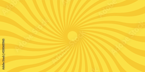 Yellow banner with Sun rays, yellow lines background, light