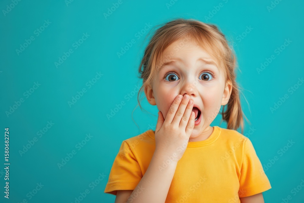 Worried Child Covering Mouth in Concerned Expression Worried Child Covering Mouth in Concerned Expression