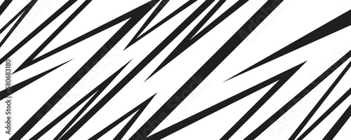 Abstract black and white background with spikes and zigzag line pattern