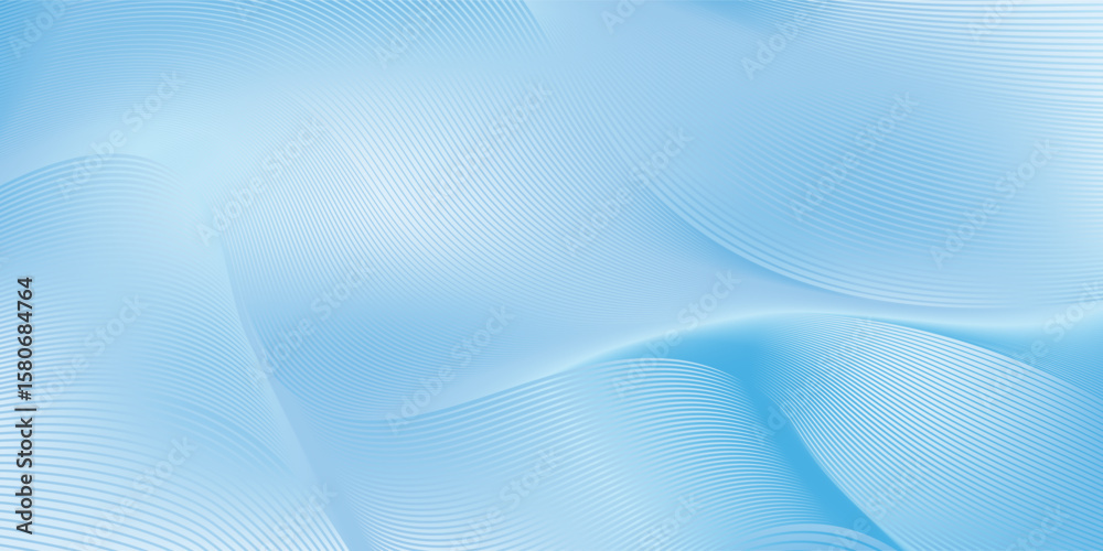 Obraz premium Deep sky blue gradient abstract background with stripes curve line vector image