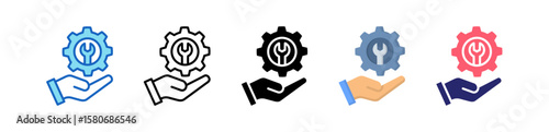 Technical Support Multiple Style Icon Set Collection. 