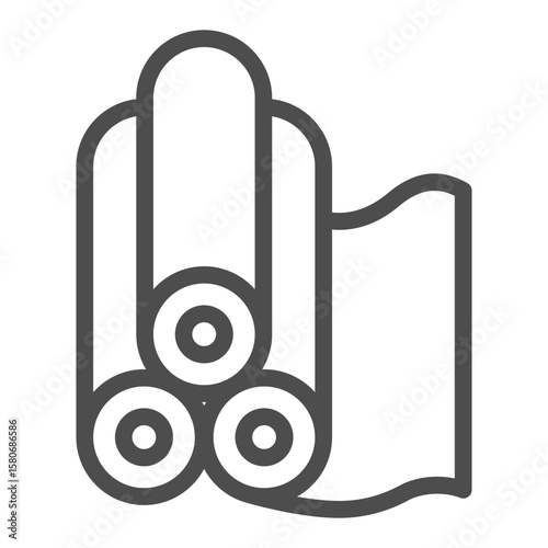 Three rolls of fabric cloth line icon, sewing theme concept. Vector graphics. Sample rolls, textile sign on white background, outline style icon for mobile or web design.