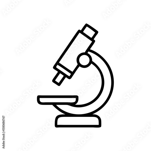 Microscope illustration in minimalist style with black outlines  