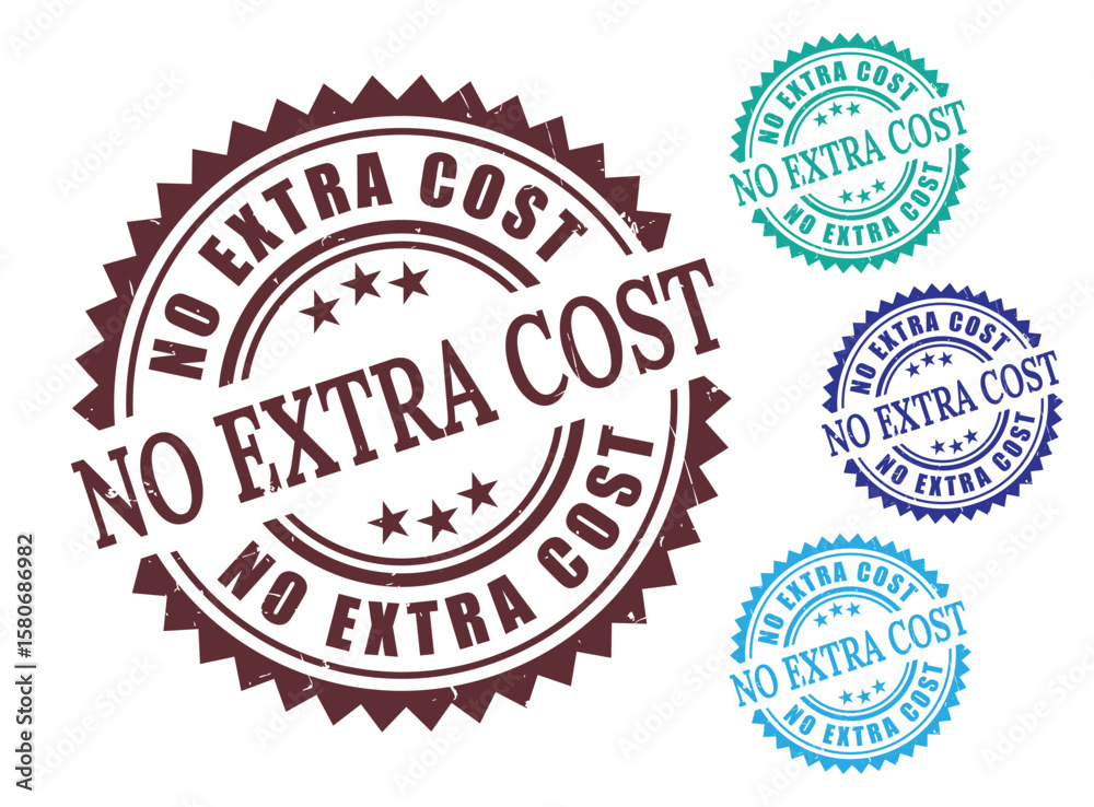 Fototapeta premium All-Inclusive Price Stamp Pack, Grunge Style No Extra Charge Label Set 