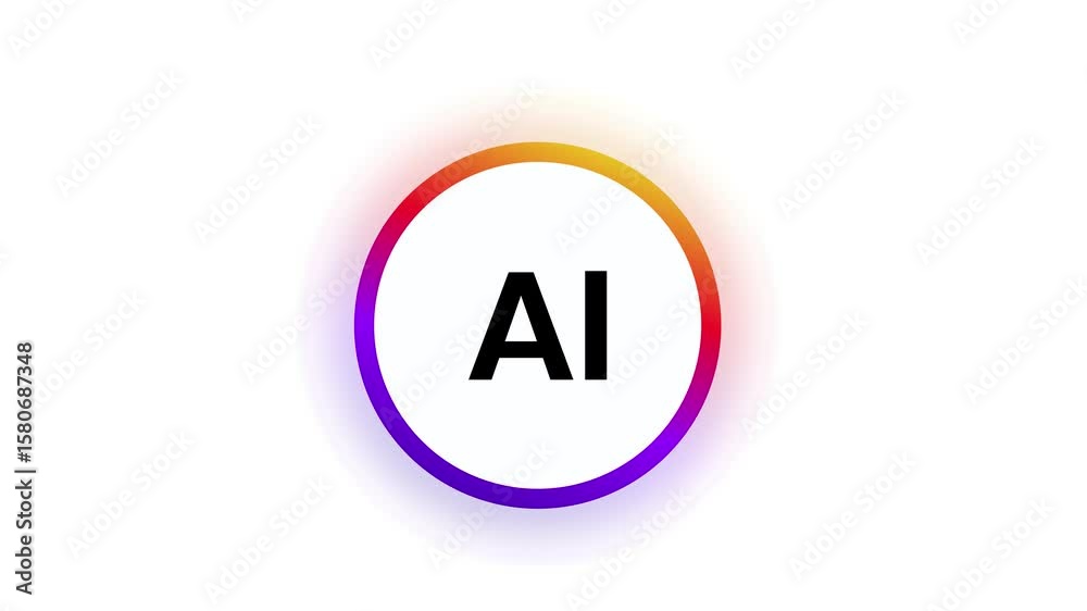 Text AI, Artificial intelligence. Element Animation. White background. Future HUD Interface. 4k video