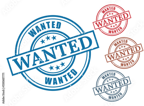 Wanted Grunge Rubber Stamp Collection, Desired Item Vector Set  
