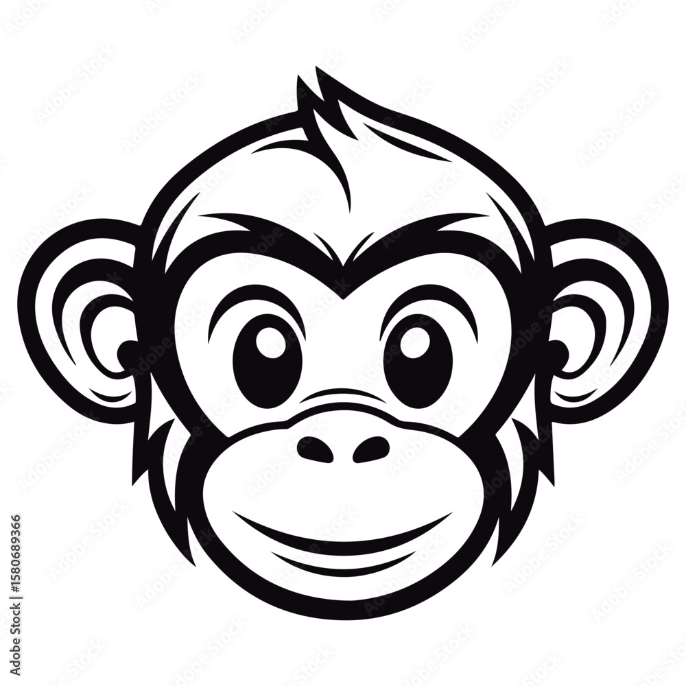 Obraz premium outlined Monkey coloring page illustration.