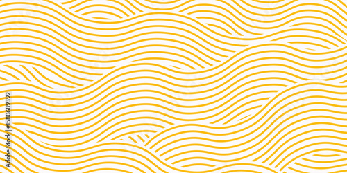 Yellow instant noodle, pasta and spaghetti texture with geometric wavy lines. Ramen, pasta vector pattern. Background abstract food illustration