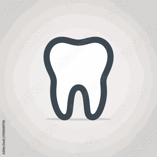 Simple dark outline of a white tooth isolated on white background