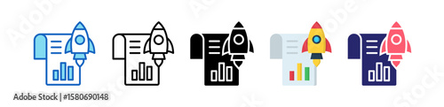 Project Launch Multiple Style Icon Set Collection. 