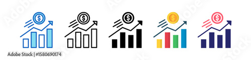 Profit Growth Multiple Style Icon Set Collection. 