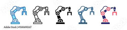Robot Arm Multiple Style Icon Set Collection. 