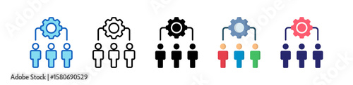 Management Multiple Style Icon Set Collection. 