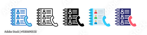 Contact List Multiple Style Icon Set Collection. 
