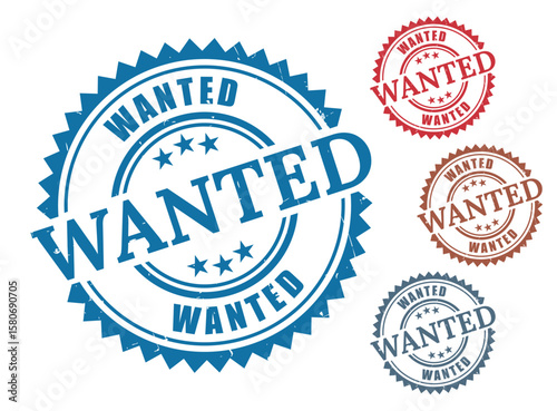 Wanted Label Vector Set, Grunge Rubber Searched Product Stamp Icons  