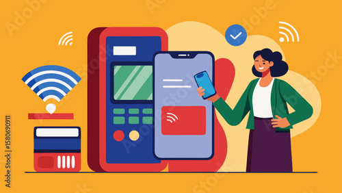 Contactless payment with smartphone  nfc tap illustration for modern finance app